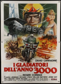 7y404 DEATHSPORT Italian 2p 1978 David Carradine, different art of futuristic battle motorcycle!