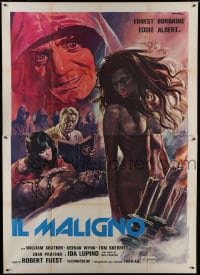 7y411 DEVIL'S RAIN Italian 2p 1976 art of stars in Satanic ritual with naked girl by Enzo Sciotti!