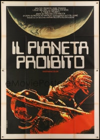 7y420 FORBIDDEN PLANET Italian 2p R1970s completely different art of astronaut in space!
