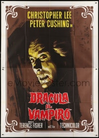 7y432 HORROR OF DRACULA Italian 2p R1970 Hammer, great Piovano art of vampire Christopher Lee!
