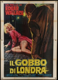 7y434 HUNCHBACK OF SOHO Italian 2p 1967 art of sexy woman attacked under Big Ben, Edgar Wallace!
