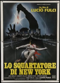 7y458 NEW YORK RIPPER Italian 2p 1982 Lucio Fulci, horror art of killer & half naked female victim!