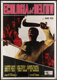 7y499 TWITCH OF THE DEATH NERVE Italian 2p 1971 Mario Bava, wild image of killer getting impaled!
