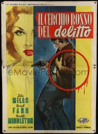 7y503 VICIOUS CIRCLE Italian 2p 1958 different Longi art of John Mills with gun & Middleton!