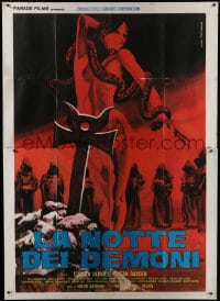 7y506 WEREWOLVES ON WHEELS Italian 2p 1973 Piovano art of nude girl & snake surrounded by cultists!