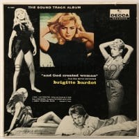 7y006 AND GOD CREATED WOMAN 33 1/3 RPM soundtrack record 1957 music from the Brigitte Bardot movie!