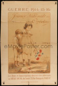 7y535 JOURNEE NATIONALE DES ORPHELINS 32x47 French WWI war poster 1916 Charles H. Foerster art!
