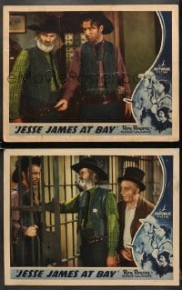 7z884 JESSE JAMES AT BAY 2 LCs 1941 cowboys Roy Rogers & Gabby Hayes, with cool jail scene!