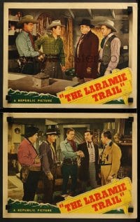 7z891 LARAMIE TRAIL 2 LCs 1944 cowboy hero Robert Livingston, Smiley Burnette & George Lewis!