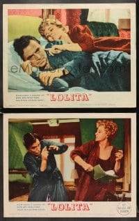 7z893 LOLITA 2 LCs 1962 Stanley Kubrick, James Mason repulsed by Shelley Winters in bed & being hit!