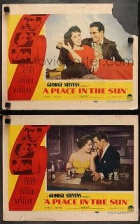 7z926 PLACE IN THE SUN 2 LCs 1951 George Stevens classic, Montgomery Clift, Elizabeth Taylor!