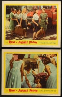 7z933 RIOT IN JUVENILE PRISON 2 LCs 1959 co-ed reform school for delinquents, great images!