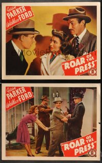7z934 ROAR OF THE PRESS 2 LCs 1941 great images of gorgeous Jean Parker & reporter Wallace Ford!