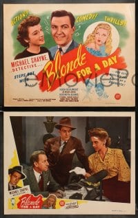 7z084 BLONDE FOR A DAY 8 LCs 1946 Huge Beaumont as detective Michael Shayne, rare complete set!