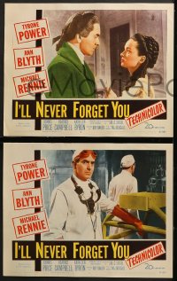 7z646 I'LL NEVER FORGET YOU 4 LCs 1951 great images of Tyrone Power and gorgeous Ann Blyth!