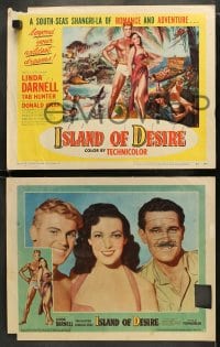 7z216 ISLAND OF DESIRE 8 LCs 1952 sexy Linda Darnell & Tab Hunter in tropical adventure!