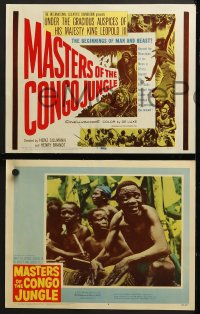 7z272 MASTERS OF THE CONGO JUNGLE 8 LCs 1960 the beginnings of man & beast, great TC art!