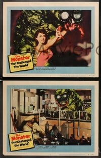 7z478 MONSTER THAT CHALLENGED THE WORLD 7 LCs 1957 great images of the creature in most scenes!