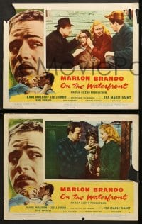 7z665 ON THE WATERFRONT 4 LCs 1954 Elia Kazan, classic Marlon Brando & Eva Marie Saint!
