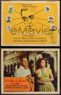 7z309 OUR MAN IN HAVANA 8 LCs 1960 Alec Guinness & Maureen O'Hara in Cuba, directed by Carol Reed!