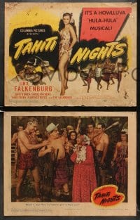 7z391 TAHITI NIGHTS 8 LCs 1944 sexy tropical Jinx Falkenburg, it's a howlluva Hula-Hula musical!