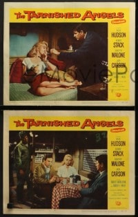 7z501 TARNISHED ANGELS 7 LCs 1958 close portraits of Rock Hudson, Robert Stack, & Dorothy Malone!