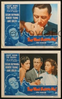 7z758 THEY WON'T BELIEVE ME 3 LCs R1954 Susan Hayward, Robert Young & sexy Jane Greer, noir!