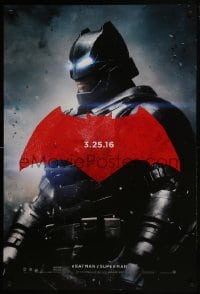 8a086 BATMAN V SUPERMAN teaser DS 1sh 2016 cool image of armored Ben Affleck in title role!