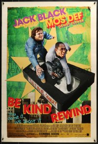 8a089 BE KIND REWIND advance DS 1sh 2008 cool image of Jack Black & Mos Def on VHS tape!