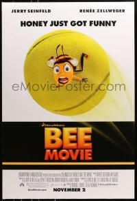 8a095 BEE MOVIE advance DS 1sh 2007 Jerry Seinfeld, Zellweger, bee on tennis ball, honey got funny!