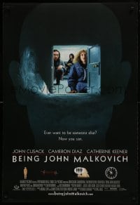 8a098 BEING JOHN MALKOVICH DS 1sh 1999 Spike Jonze directed, John Cusack, Diaz, wacky door in head!