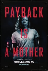 8a138 BREAKING IN teaser DS 1sh 2018 Gabrielle Union, Billy Burke, payback is a mother!