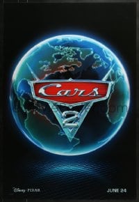 8a166 CARS 2 advance DS 1sh 2011 Disney animated automobile racing sequel, image of earth and logo!
