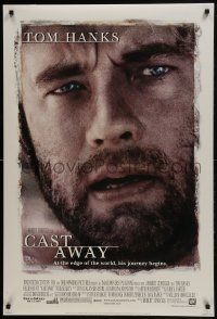 8a171 CAST AWAY style A DS 1sh 2000 Tom Hanks stranded on a desert island, Robert Zemeckis