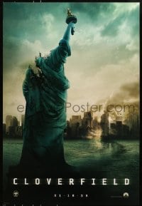 8a189 CLOVERFIELD teaser DS 1sh 2008 destroyed New York & Lady Liberty decapitated!