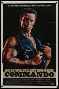 8a197 COMMANDO 1sh 1985 Arnold Schwarzenegger is going to make someone pay!
