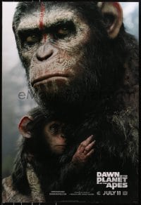 8a228 DAWN OF THE PLANET OF THE APES style B teaser DS 1sh 2014 close-up of Caesar w/ his son!