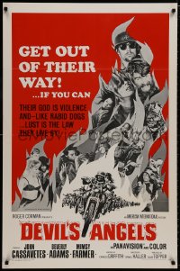 8a241 DEVIL'S ANGELS 1sh 1967 Corman, Cassavetes, their god is violence, lust the law they live by