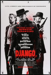 8a258 DJANGO UNCHAINED advance DS 1sh 2012 cast image of Jamie Foxx, Christoph Waltz, and DiCaprio!