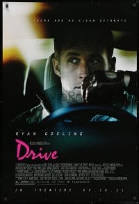 8a269 DRIVE advance 1sh 2011 cool image of Ryan Gosling in car, directed by Nicolas Winding Refn!