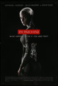 8a293 EX MACHINA advance DS 1sh 2015 great image of sexy Alicia Vikander as the humanoid robot Ava!