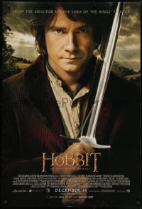 8a407 HOBBIT: AN UNEXPECTED JOURNEY int'l advance DS 1sh 2012 great image of Martin Freeman as Bilbo!