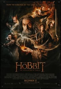 8a408 HOBBIT: THE DESOLATION OF SMAUG advance DS 1sh 2013 Peter Jackson directed, cool cast montage!