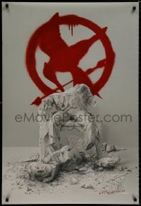 8a422 HUNGER GAMES: MOCKINGJAY - PART 2 teaser DS 1sh 2015 crumbled statue of Donald Sutherland!