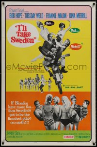 8a428 I'LL TAKE SWEDEN 1sh 1965 Bob Hope & Tuesday Weld in Scandinavia, lots of sexy bikini babes!