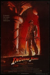 8a444 INDIANA JONES & THE TEMPLE OF DOOM 1sh 1984 art of Harrison Ford by Bruce Wolfe, NSS style!