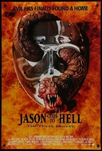 8a459 JASON GOES TO HELL DS 1sh 1993 Friday the 13th, creepy worm w/teeth in mask image!