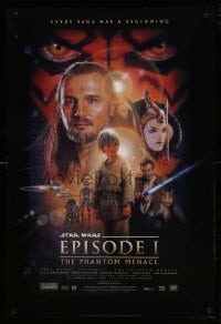 8a650 PHANTOM MENACE style B fan club 1sh 1999 George Lucas, Star Wars Episode I, Drew Struzan art!
