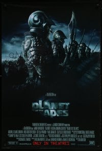 8a660 PLANET OF THE APES style B int'l advance DS 1sh 2001 Tim Burton, great image of huge ape army!