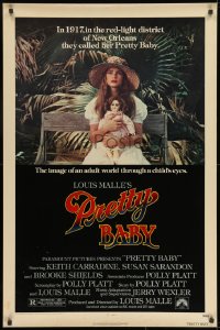 8a671 PRETTY BABY 1sh 1978 directed by Louis Malle, young Brooke Shields sitting with doll!